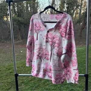 Women’s Pink Boho Cardigan -Soft Acrylic, XL